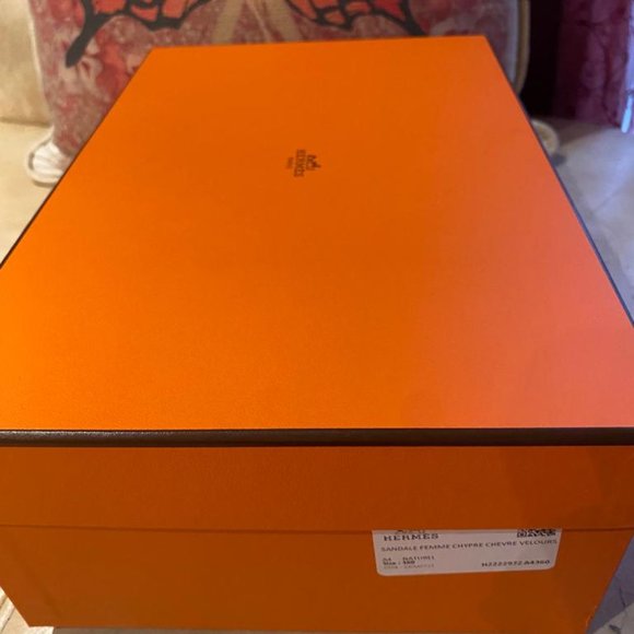 NEW Hermes Women Chypre Suede Brown Naturel Tan Sandals Flats Size 36 - Picture 7 of 12